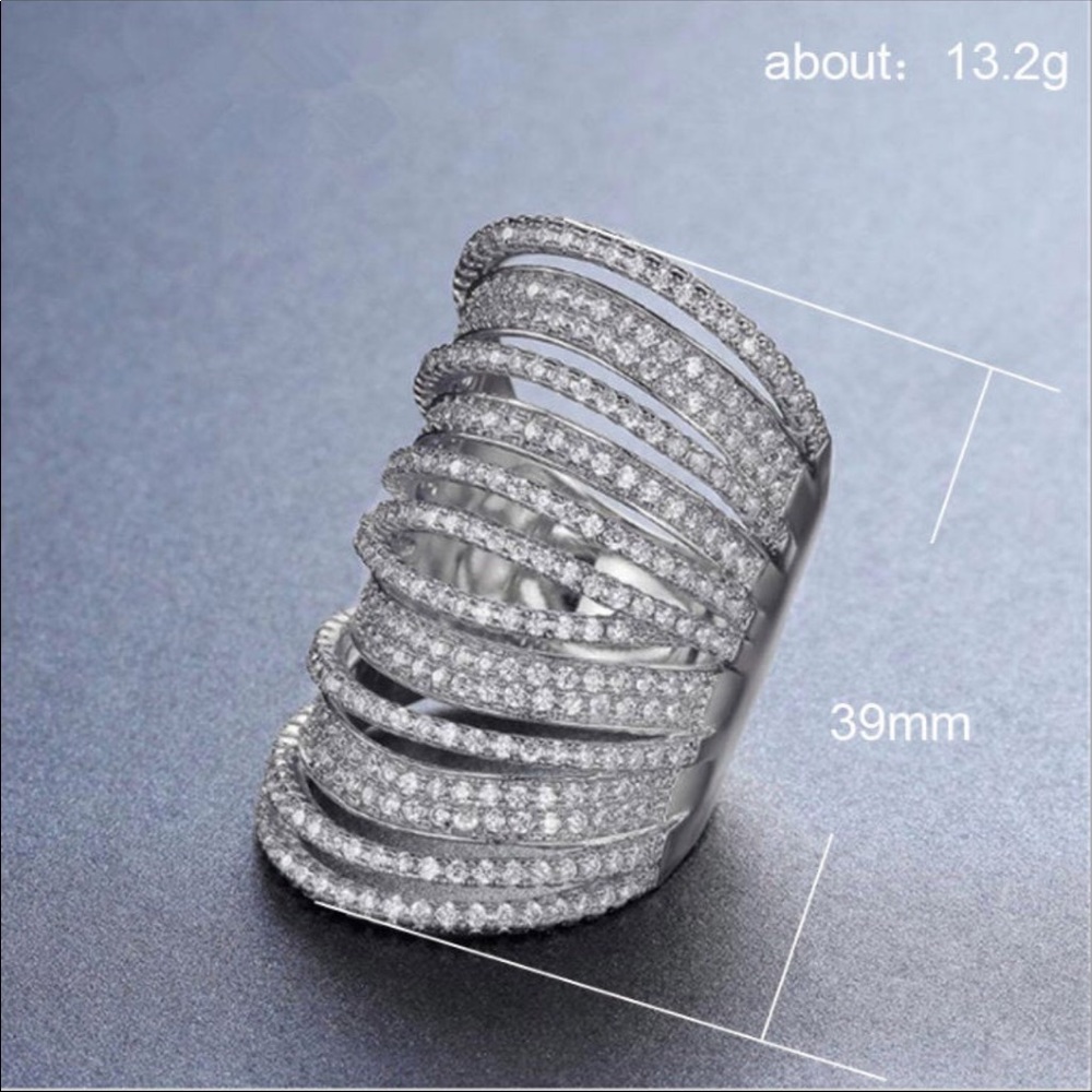 18k White Gold Filled AAA CZ Cluster Ring - Picture 2 of 3